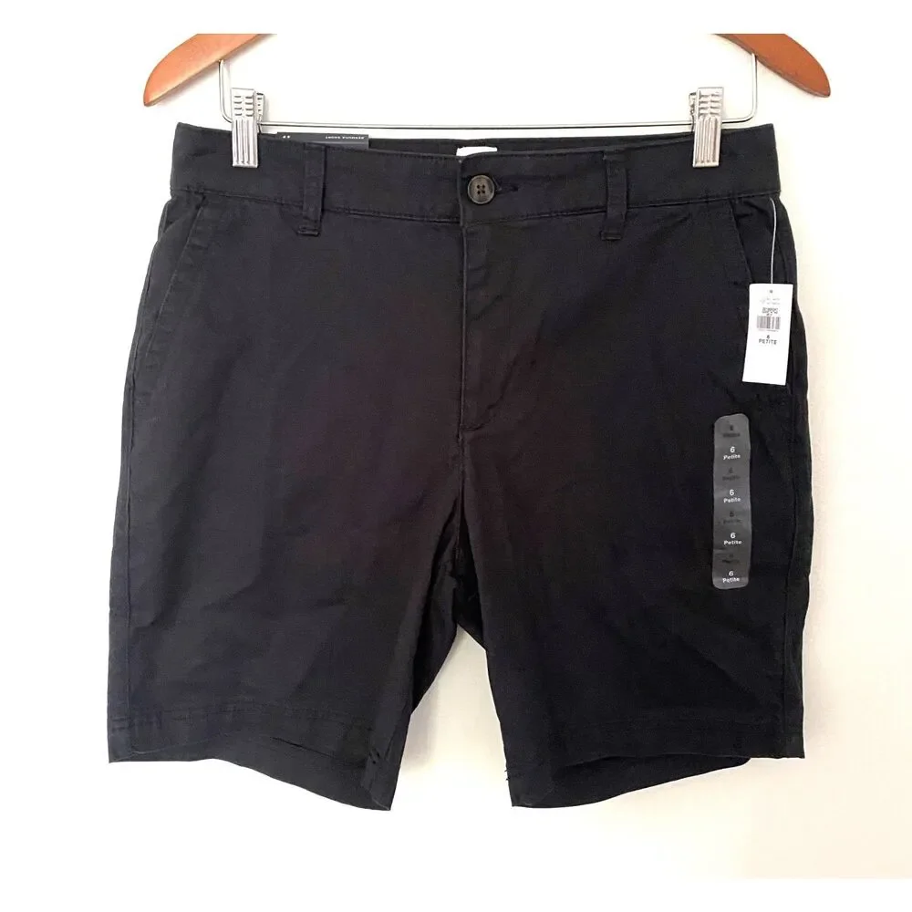 NWT Gap Womens Black  High Rise Casual Bermuda Shorts Sz 6P